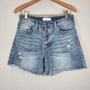Discount Divas Distressed Blue Jean Shorts with Frayed Hem